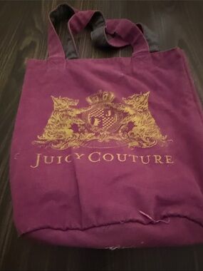 Juicy Couture Plum Canvas Tote with Gold Crest (A Rarity)